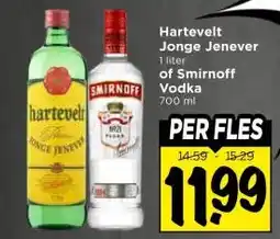 Vomar Voordeelmarkt Hartevelt Jonge Jenever of Smirnoff Vodka aanbieding