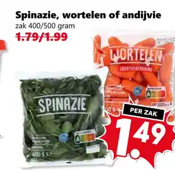 Coop Spinazie, wortelen of andijvie aanbieding