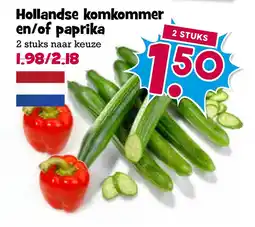 Boon`s Markt Hollandse komkommer en/of paprika aanbieding