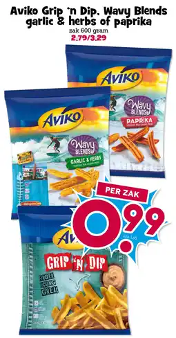 Boon`s Markt Aviko Grip in Dip, Wavy Blends garlic & herbs of paprika aanbieding