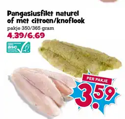 Boon`s Markt Pangasiusfilet naturel of met citroen/knoflook aanbieding