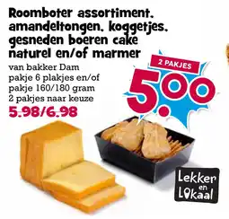 Boon`s Markt Roomboter assortiment. amandeltongen, koggetjes. gesneden boeren cake naturel en/of marmer aanbieding
