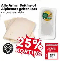 Coop Alle Arina, Bettine of Alphenaer geitenkaas aanbieding