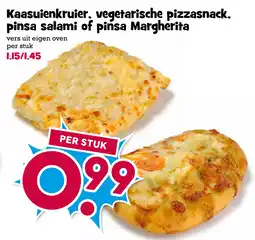 Boon`s Markt Kaasuienkruier, vegetarische pizzasnack, pinsa salami of pinsa Margherita aanbieding
