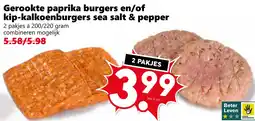 Coop Gerookte paprika burgers en/of kip-kalkoenburgers sea salt & pepper aanbieding
