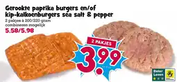Boon`s Markt Gerookte paprika burgers en/of kip-kalkoenburgers sea salt & pepper aanbieding