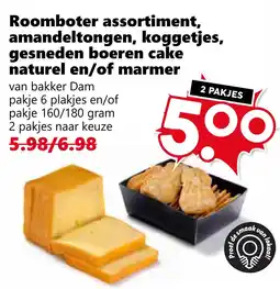 Coop Roomboter assortiment, amandeltongen, koggetjes, gesneden boeren cake naturel en/of marmer aanbieding