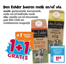 Boon`s Markt Den Eelder boeren melk en/of vla aanbieding