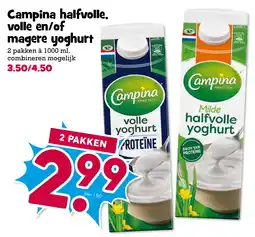 Boon`s Markt Campina halfvolle, volle en/of magere yoghurt aanbieding