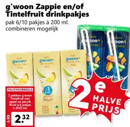 Coop G'woon zappie en/of tintelfruit drinkpakjes aanbieding
