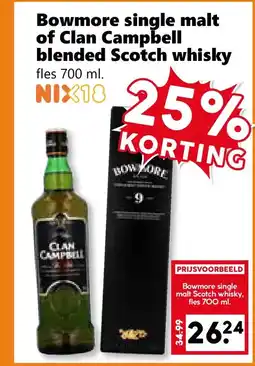 Coop Bowmore single malt of Clan Campbell blended Scotch whisky aanbieding