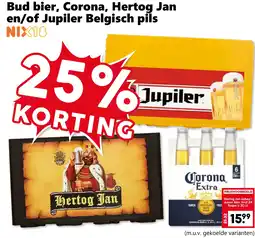 Coop Bud bier, Corona, Hertog Jan en/of Jupiler Belgisch pils aanbieding