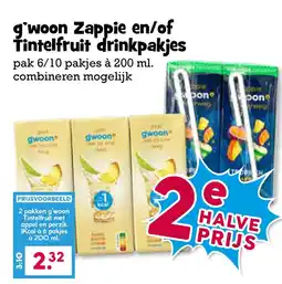 Boon`s Markt g'woon Zappie en/of Tintelfruit drinkpakjes aanbieding