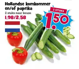 Boon`s Markt Hollandse komkommer en/of paprika aanbieding