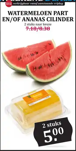 Boon`s Markt WATERMELOEN PART EN/OF ANANAS CILINDER aanbieding