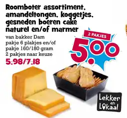 Boon`s Markt Roomboter assortiment. amandeltongen, koggetjes. gesneden boeren cake naturel en/of marmer aanbieding