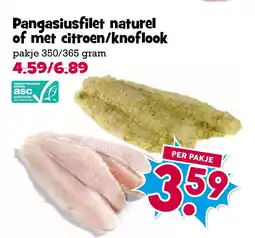 Boon`s Markt Pangasiusfilet naturel of met citroen/knoflook aanbieding