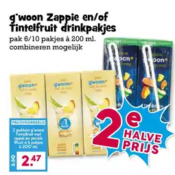Boon`s Markt g'woon Zappie en/of Tintelfruit drinkpakjes aanbieding