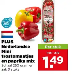 PLUS Plus nederlandse mini trostomaatjes en paprika mix aanbieding