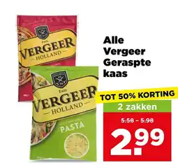 PLUS Alle Vergeer Geraspte kaas aanbieding