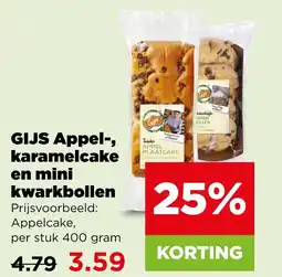 PLUS GIJS Appel, karamelcake en mini kwarkbollen aanbieding