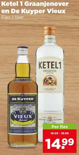 PLUS Ketel 1 Graanjenever en De Kuyper Vieux aanbieding