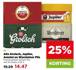 PLUS Alle Grolsch, Jupiler, Amstel en Warsteiner Pils aanbieding