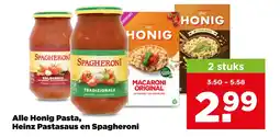 PLUS Alle Honig Pasta, Heinz Pastasaus en Spagheroni aanbieding