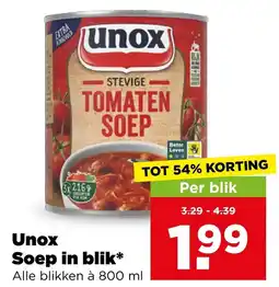 PLUS Unox Soep in blik aanbieding