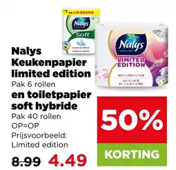 PLUS Nalys Keukenpapier limited edition en toiletpapier soft hybride aanbieding