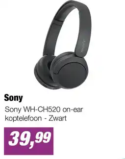 EP Sony WH-CH520 on-ear koptelefoon - Zwart aanbieding