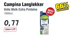 Budget Food Campina Langlekker Volle Melk Extra Proteïne aanbieding