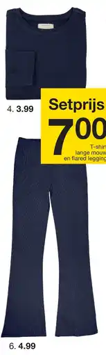 Zeeman T-shirt lange mouw en flared legging aanbieding