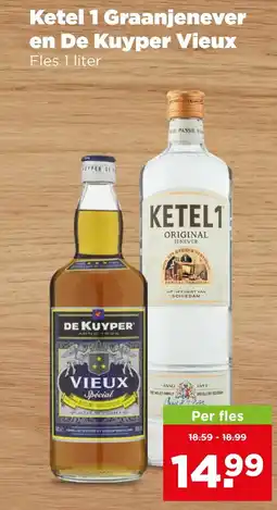 PLUS Ketel 1 Graanjenever en De Kuyper Vieux aanbieding