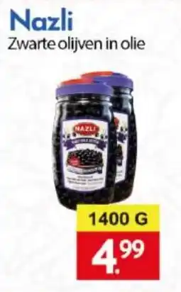 Tanger Markt Nazli Zwarte olijven in olie aanbieding