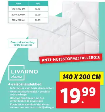 Lidl 4-seizoenendekbed 140 x 200cm aanbieding