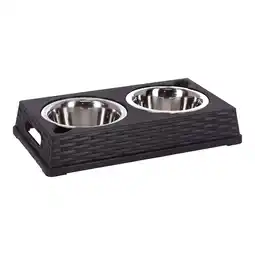 Van Cranenbroek Voederbak duo vlechtwerk bruin 17cm aanbieding