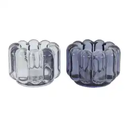 Van Cranenbroek Theelichth glas blauw 8 x 6 cm 2 assorti aanbieding