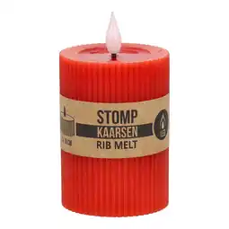 Van Cranenbroek Kaars rib melt LED 7 x 10 cm rood aanbieding