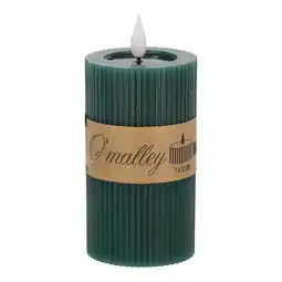 Van Cranenbroek Kaars rib melt LED 7 x 12 cm d.groen aanbieding