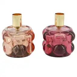 Van Cranenbroek Kaarshouder glas roze 8 x 10 cm aanbieding