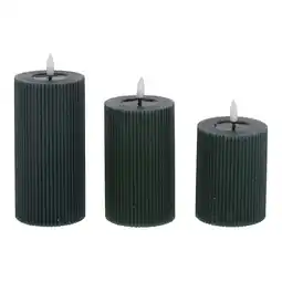 Van Cranenbroek LED Kaars rib melt 3 stuks donkergroen aanbieding