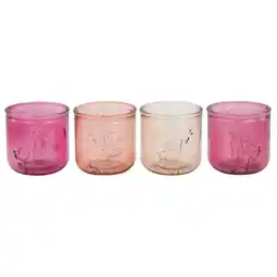 Van Cranenbroek Theelicht glas roze 9 x 9 cm 4 assorti aanbieding