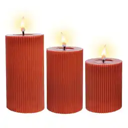 Van Cranenbroek LED Kaars rib melt 3 stuks met rood aanbieding