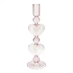 Van Cranenbroek Kaarshouder hart glas roze 25 cm aanbieding