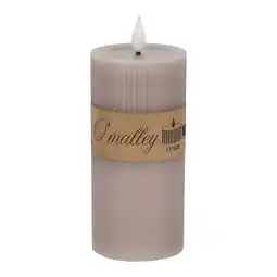 Van Cranenbroek Kaars rib melt LED 7 x 15 cm taupe aanbieding