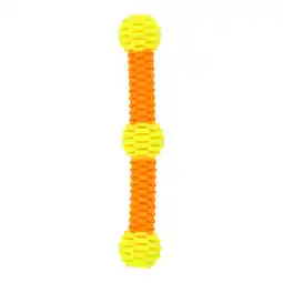 Van Cranenbroek Hondenspeelgoed stick 3 ballen geel/oranje 28 cm aanbieding