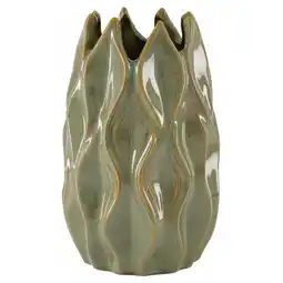 Van Cranenbroek Vaas keramiek 13 x 13 x 20 cm groen aanbieding