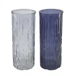 Van Cranenbroek Vaas glas blauw 10 x 25 cm 2 assorti aanbieding