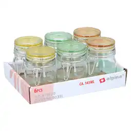 Van Cranenbroek Pot glas + deksel gekleurd 6st Alpina aanbieding
